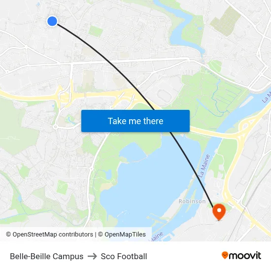 Belle-Beille Campus to Sco Football map