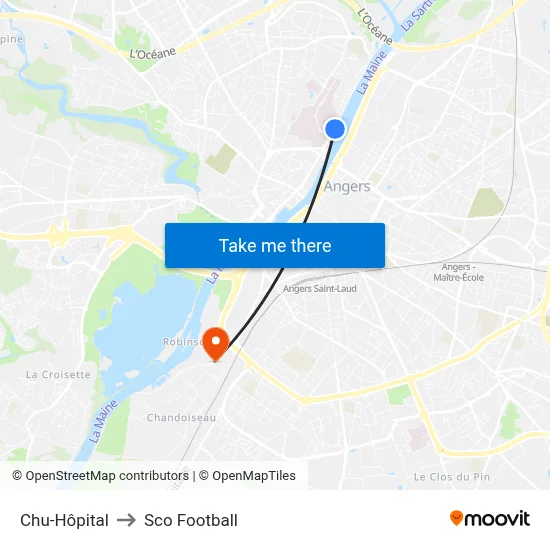 Chu-Hôpital to Sco Football map
