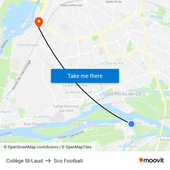 Collège St-Laud to Sco Football map