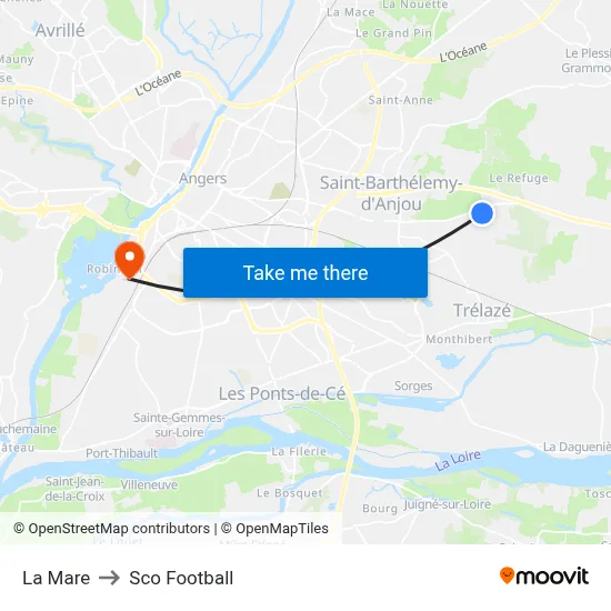 La Mare to Sco Football map