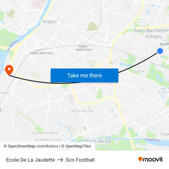 Ecole De La Jaudette to Sco Football map
