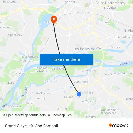 Grand Claye to Sco Football map