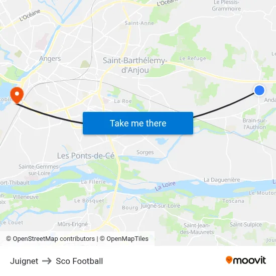 Juignet to Sco Football map