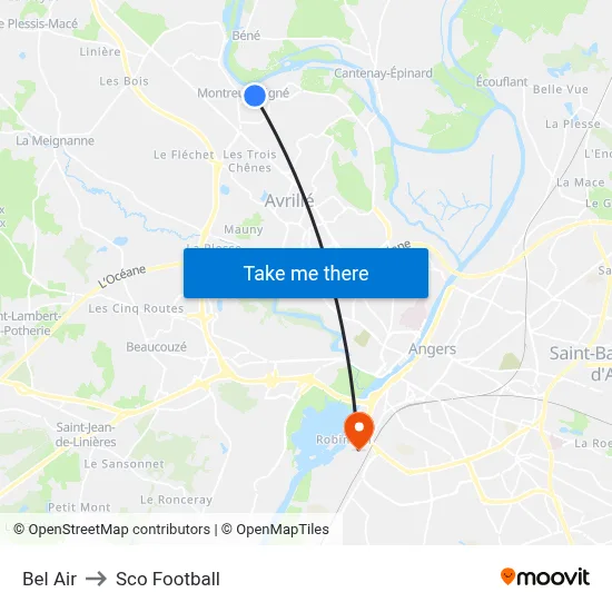 Bel Air to Sco Football map