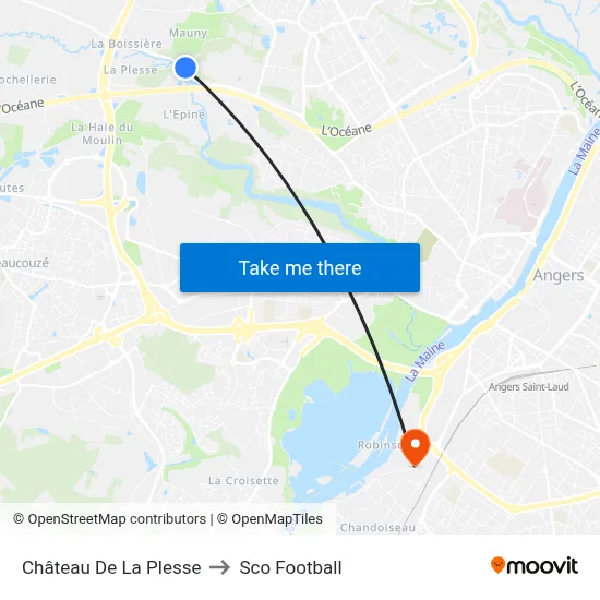 Château De La Plesse to Sco Football map