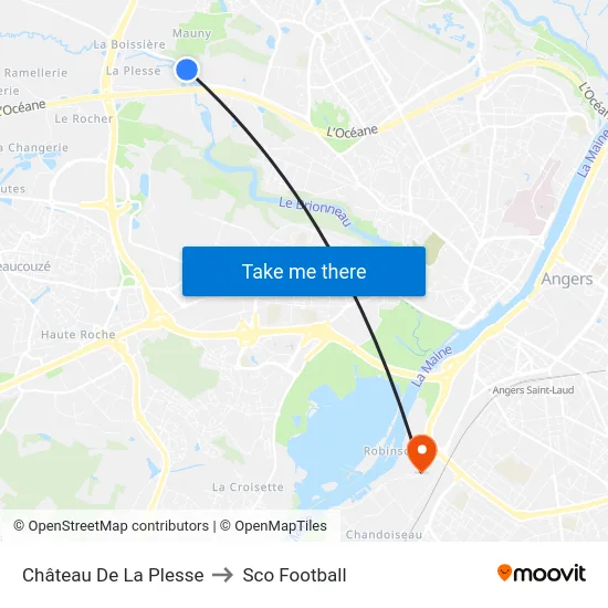 Château De La Plesse to Sco Football map