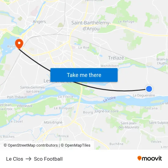 Le Clos to Sco Football map