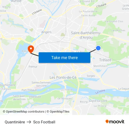 Quantinière to Sco Football map