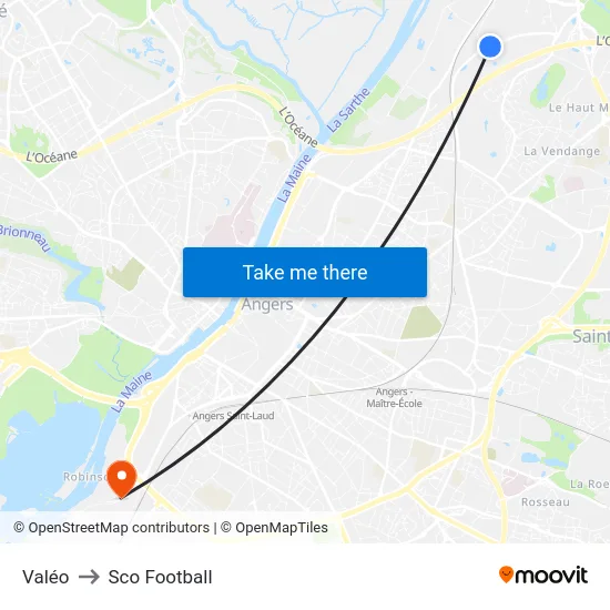 Valéo to Sco Football map