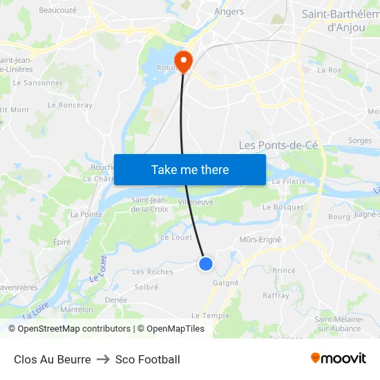 Clos Au Beurre to Sco Football map