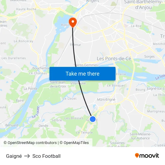 Gaigné to Sco Football map