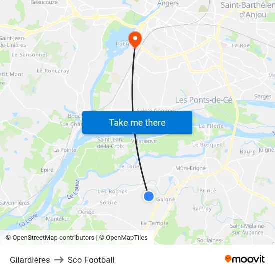 Gilardières to Sco Football map