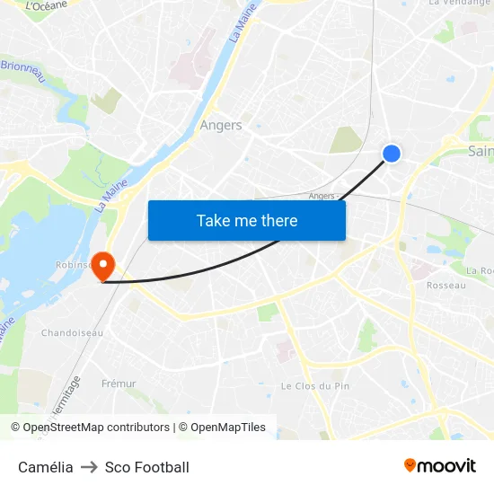 Camélia to Sco Football map
