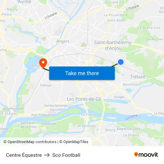 Centre Équestre to Sco Football map
