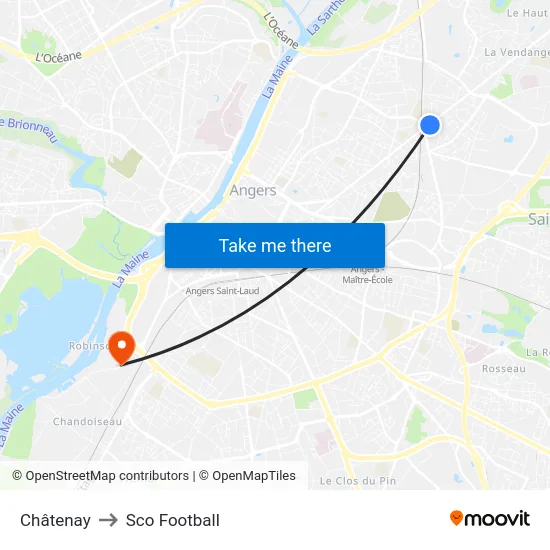 Châtenay to Sco Football map
