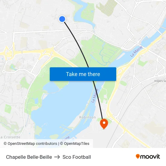 Chapelle Belle-Beille to Sco Football map