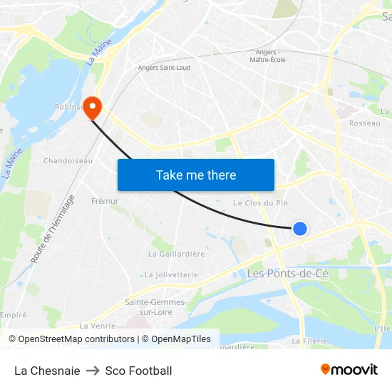 La Chesnaie to Sco Football map