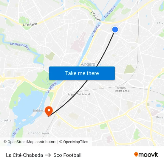 La Cité-Chabada to Sco Football map