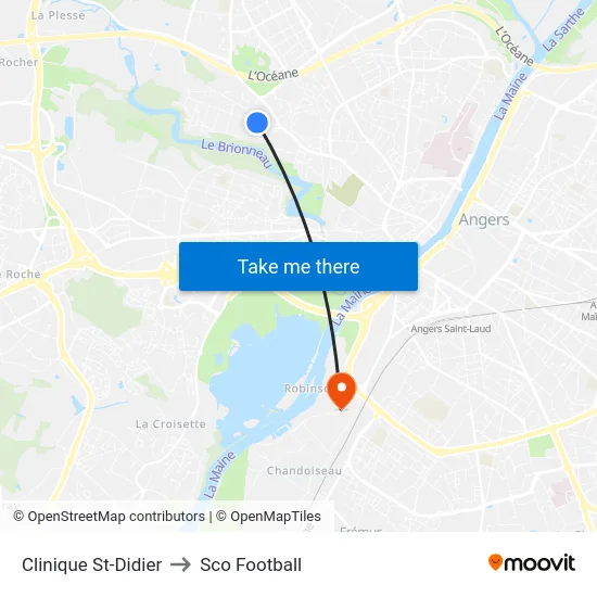 Clinique St-Didier to Sco Football map