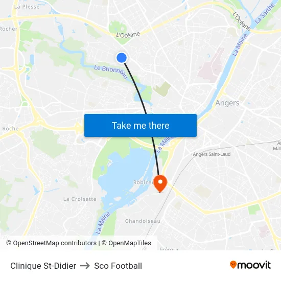 Clinique St-Didier to Sco Football map