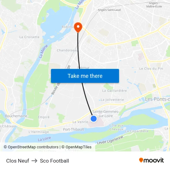 Clos Neuf to Sco Football map