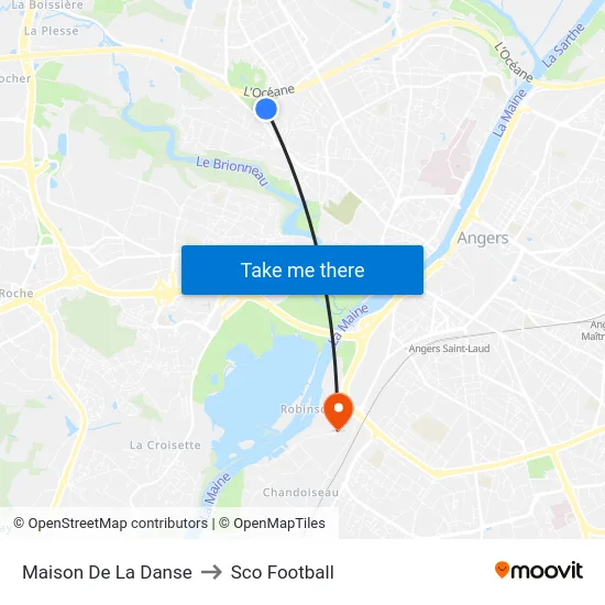 Maison De La Danse to Sco Football map