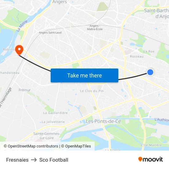 Fresnaies to Sco Football map