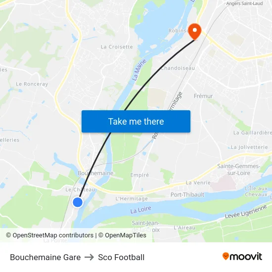 Bouchemaine Gare to Sco Football map