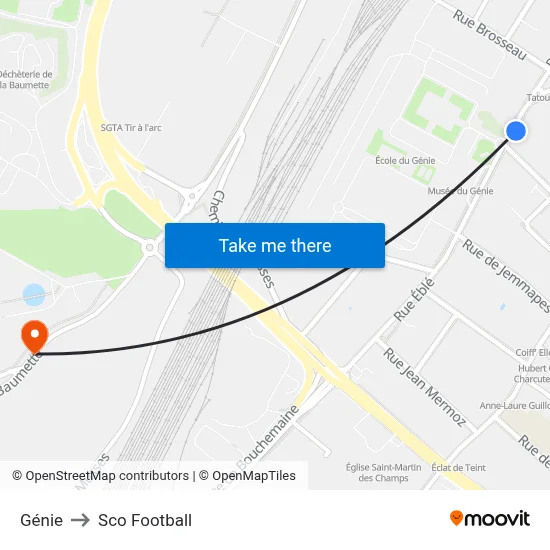 Génie to Sco Football map