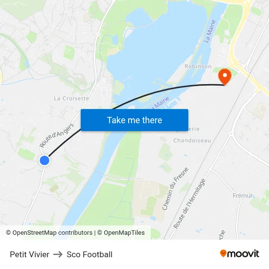 Petit Vivier to Sco Football map