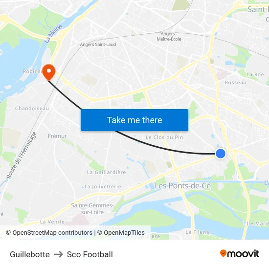 Guillebotte to Sco Football map