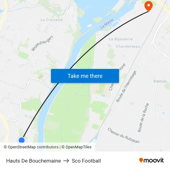 Hauts De Bouchemaine to Sco Football map