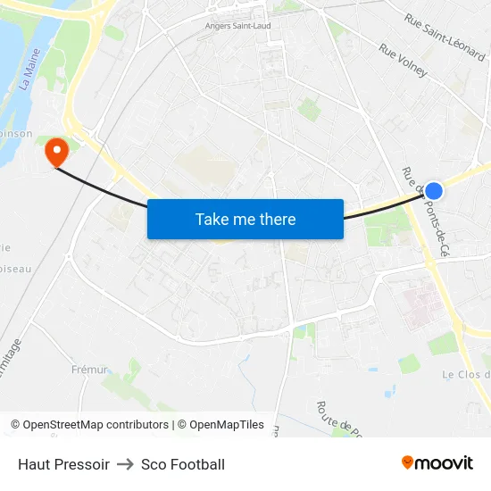 Haut Pressoir to Sco Football map