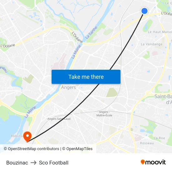 Bouzinac to Sco Football map