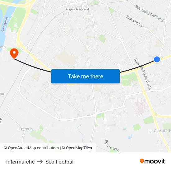 Intermarché to Sco Football map