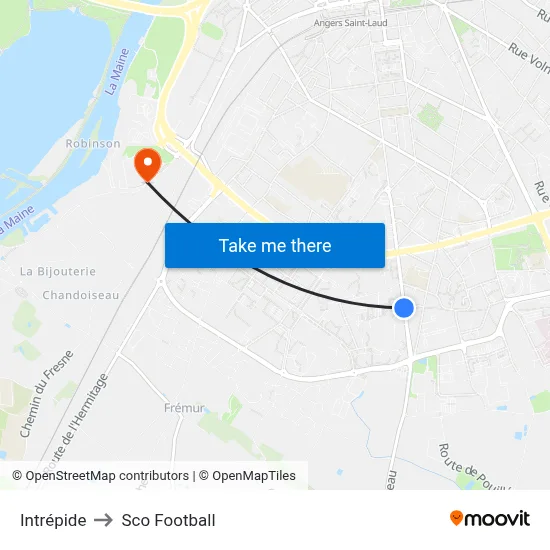 Intrépide to Sco Football map