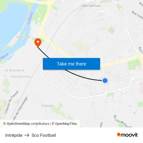 Intrépide to Sco Football map