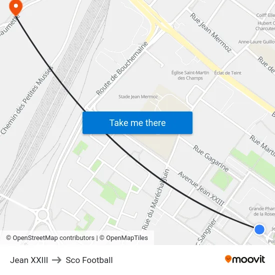 Jean XXIII to Sco Football map