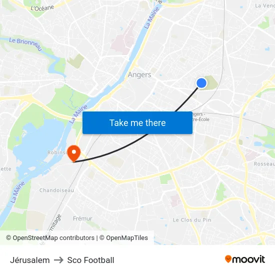Jérusalem to Sco Football map