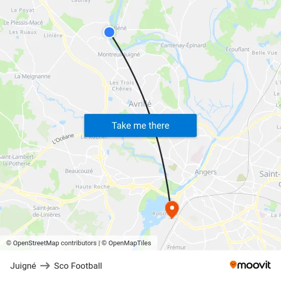 Juigné to Sco Football map