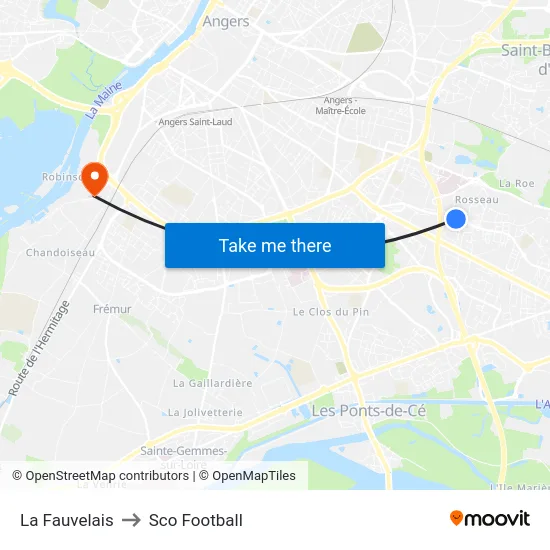 La Fauvelais to Sco Football map