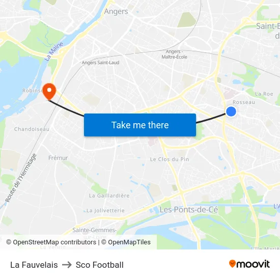 La Fauvelais to Sco Football map