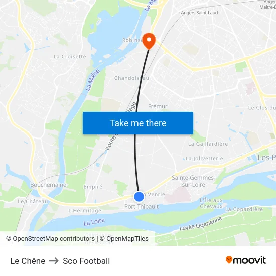 Le Chêne to Sco Football map