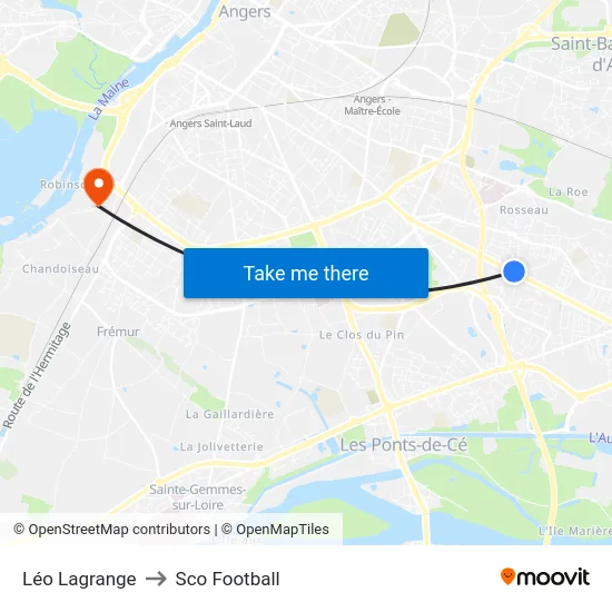 Léo Lagrange to Sco Football map