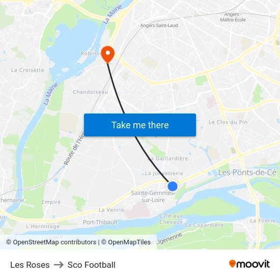 Les Roses to Sco Football map