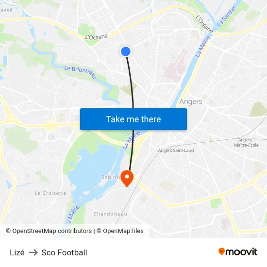 Lizé to Sco Football map