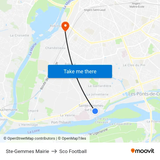 Ste-Gemmes Mairie to Sco Football map