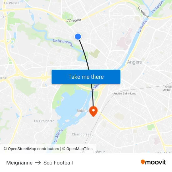 Meignanne to Sco Football map