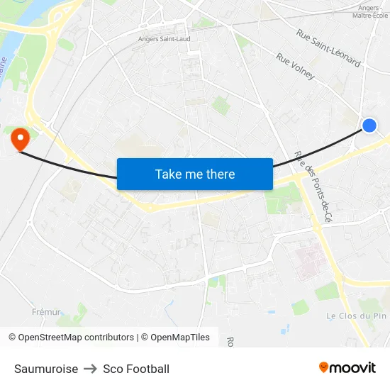 Saumuroise to Sco Football map