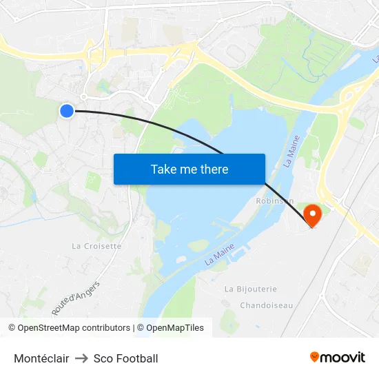 Montéclair to Sco Football map